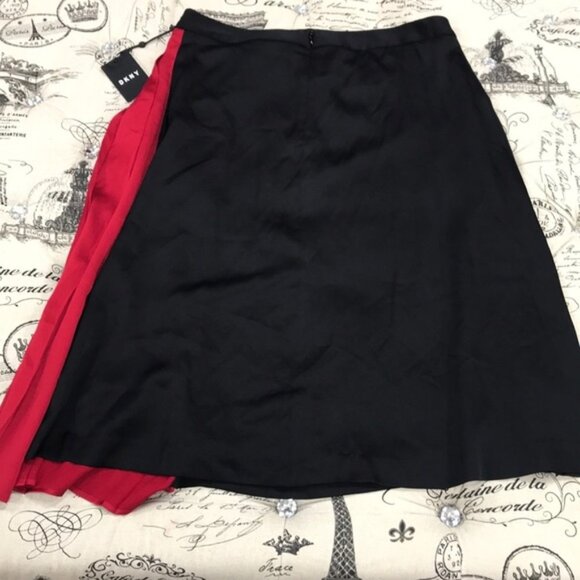 DKNY Pleated Two-tone Satin-crepe Mid Skirt Plus - Picture 7 of 11